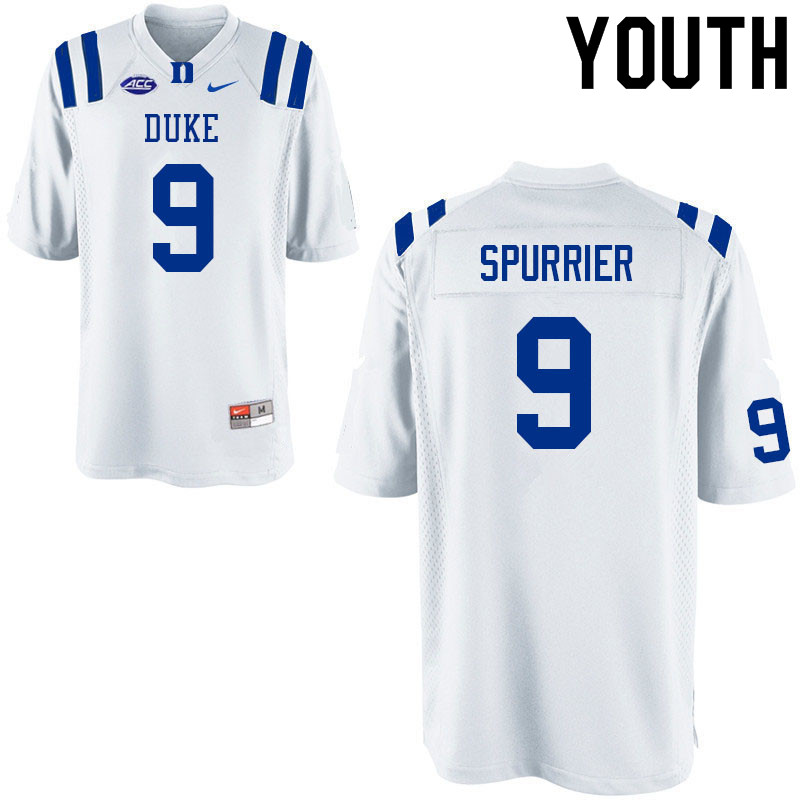 Youth #9 Gavin Spurrier Duke Blue Devils College Football Jerseys Sale-White - Click Image to Close
